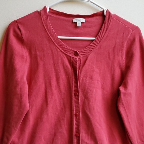 Talbots Salmon Button Down Cardigan Size Petite Medium - Picture 5 of 16
